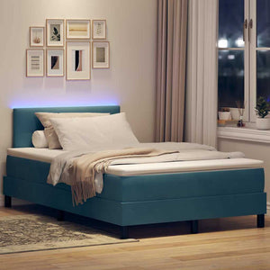 LED Boxspringbett 120x190 cm mit Matratze Samt Blau
