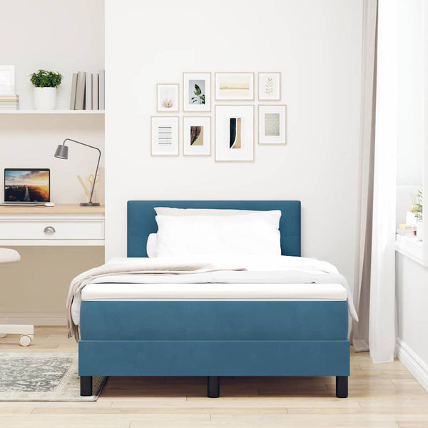 LED Boxspringbett 120x190 cm mit Matratze Samt Blau