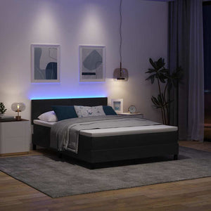 vidaXL Lit coffre à LED avec matelas Velours noir 140 x 190 cm
