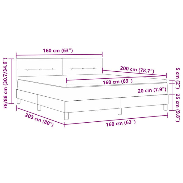 vidaXL Lit coffre à LED avec matelas Velours noir 160 x 200 cm