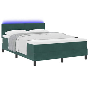 vidaXL Lit tapissier à LED avec matelas Velours vert foncé 160 x 200 cm