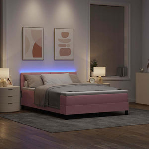 LED Boxspringbett Rosa 160x200 cm mit Matratze