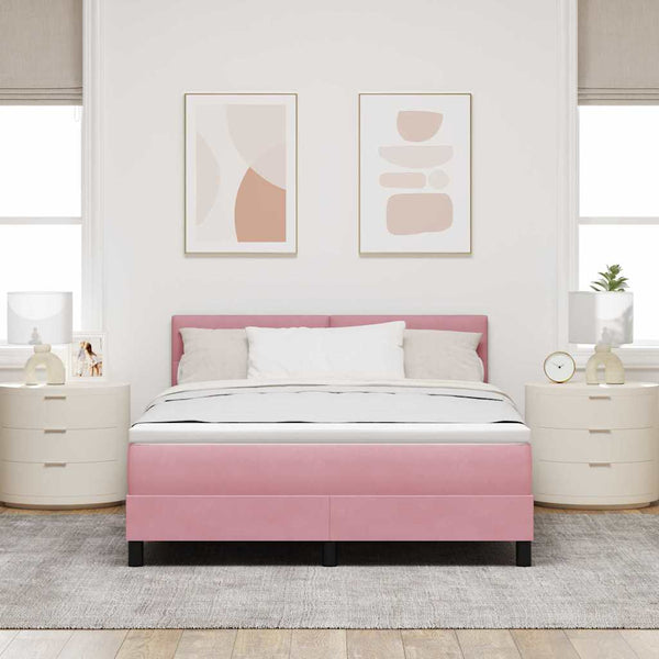 LED Boxspringbett Rosa 160x200 cm mit Matratze