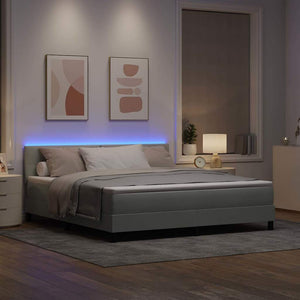 vidaXL Lit coffre à LED avec matelas Gris clair 180 x 200 cm Velours