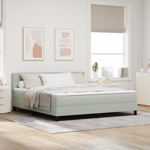 vidaXL Lit coffre à LED avec matelas Gris clair 180 x 200 cm Velours