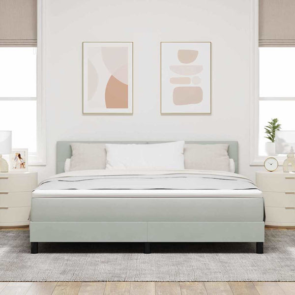 vidaXL Lit coffre à LED avec matelas Gris clair 180 x 200 cm Velours