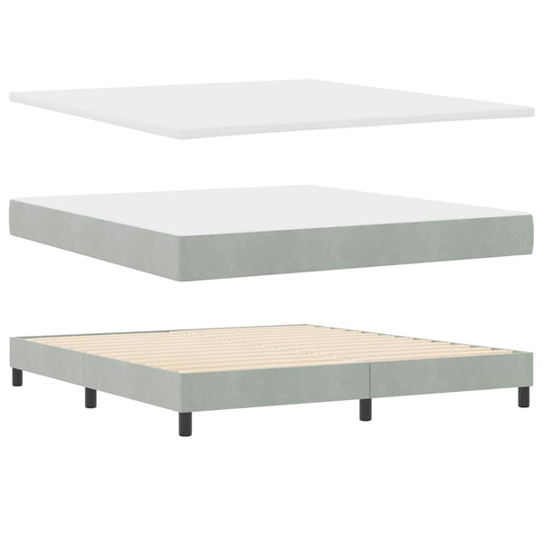 vidaXL Lit coffre à LED avec matelas Gris clair 180 x 200 cm Velours