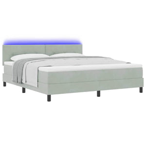 vidaXL Lit coffre à LED avec matelas Gris clair 180 x 200 cm Velours