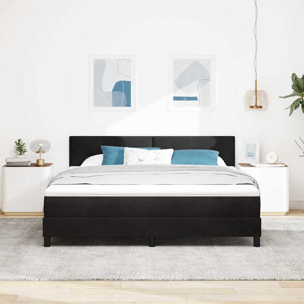 vidaXL Lit coffre à LED avec matelas Velours Noir 180 x 200 cm