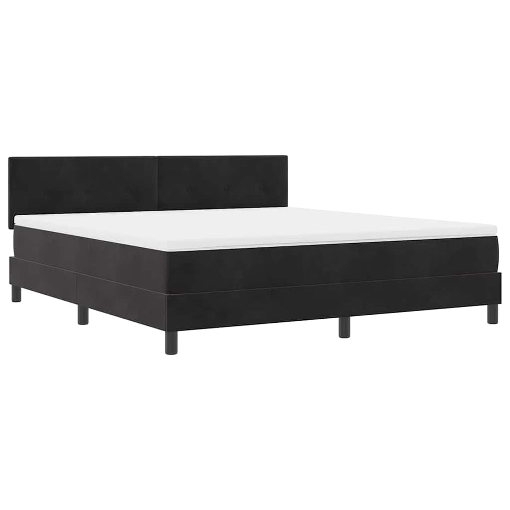 LED Boxspringbett mit Matratze 180x200 cm Schwarz Samt