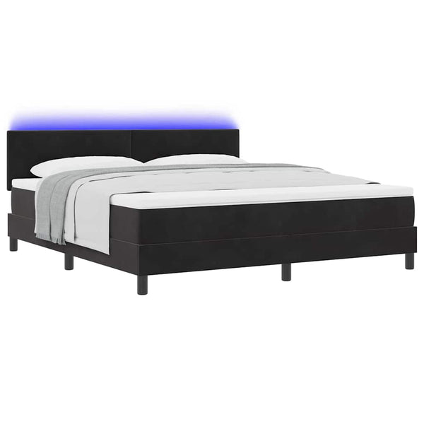 vidaXL Lit coffre à LED avec matelas Velours Noir 180 x 200 cm