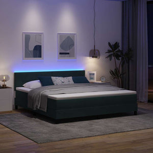 vidaXL Lit coffre à LED avec matelas vert foncé 180 x 200 cm Velours