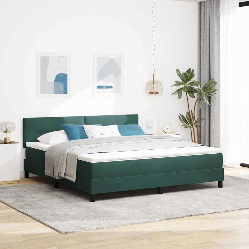 LED Boxspringbett mit Matratze Dunkelgrün 180x200 cm