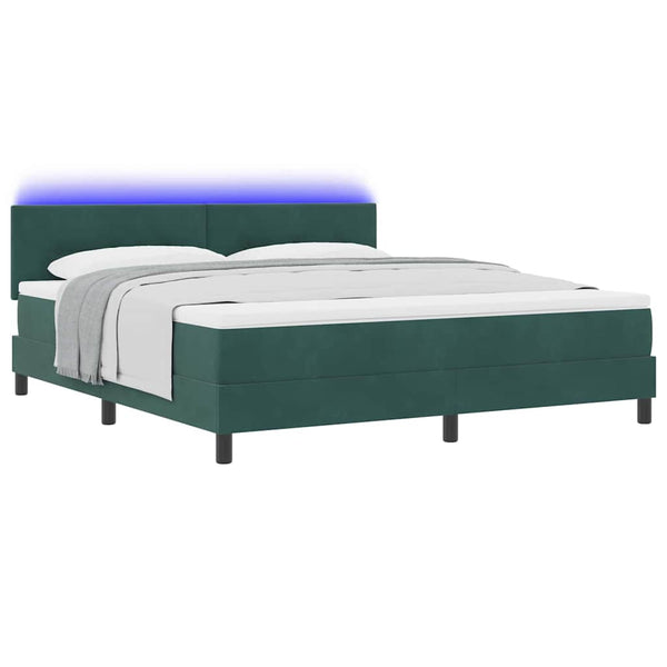 vidaXL Lit coffre à LED avec matelas vert foncé 180 x 200 cm Velours