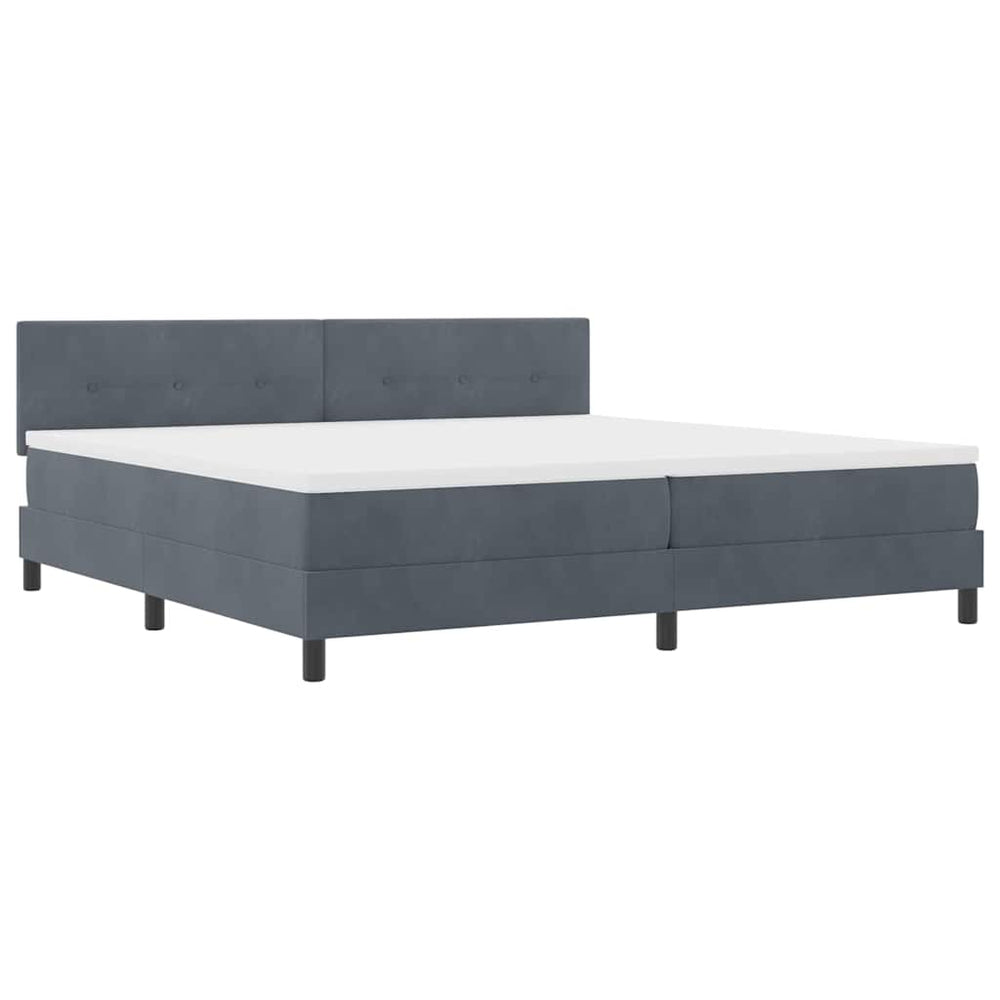 LED Boxspringbett mit Matratze 200x200 cm Dunkelgrau Samt