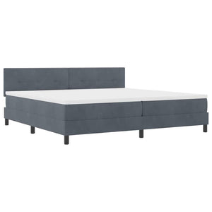 LED Boxspringbett mit Matratze 200x200 cm Dunkelgrau Samt
