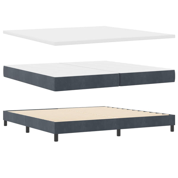 LED Boxspringbett mit Matratze 200x200 cm Dunkelgrau Samt
