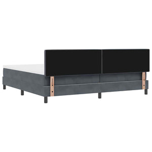 LED Boxspringbett mit Matratze 200x200 cm Dunkelgrau Samt