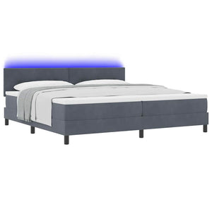 LED Boxspringbett mit Matratze 200x200 cm Dunkelgrau Samt