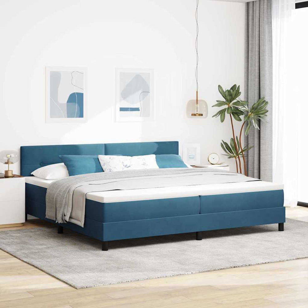 LED Boxspringbett mit Matratze Dunkelblau 200x200