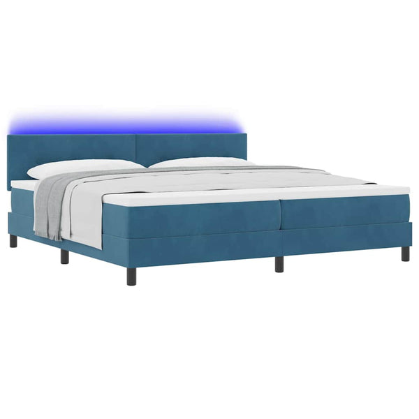 LED Boxspringbett mit Matratze Dunkelblau 200x200