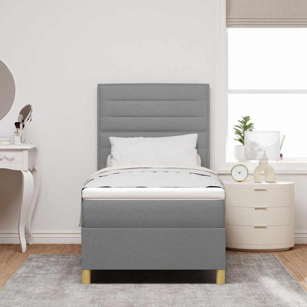 vidaXL Lit coffre à LED avec matelas Gris clair 80 x 200 cm Tissu