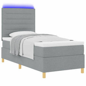 vidaXL Lit coffre à LED avec matelas Gris clair 80 x 200 cm Tissu