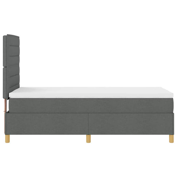 vidaXL Lit tapissier LED avec matelas Gris foncé 80 x 200 cm Tissu