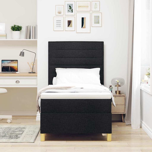 LED Boxspringbett mit Matratze 80x200 cm Schwarz