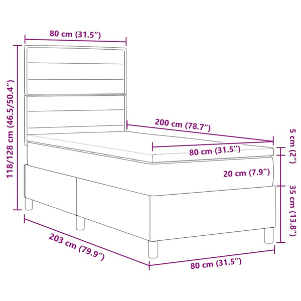 LED Boxspringbett mit Matratze 80x200 cm Schwarz