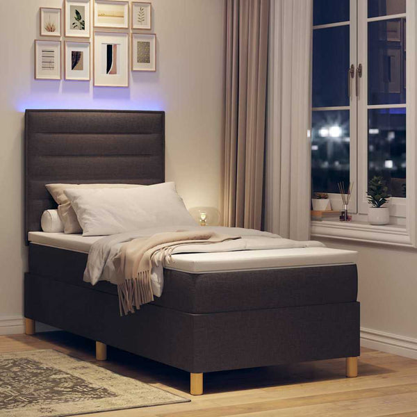 vidaXL Lit coffre à LED avec matelas marron foncé 80 x 200 cm Tissu