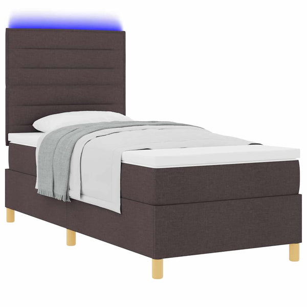 vidaXL Lit coffre à LED avec matelas marron foncé 80 x 200 cm Tissu