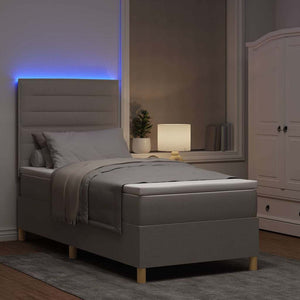 LED Boxspringbett mit Matratze 80x200 cm Taupe