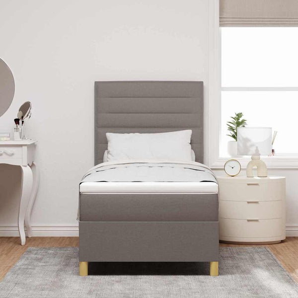 LED Boxspringbett mit Matratze 80x200 cm Taupe