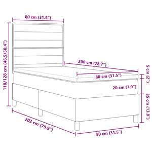 LED Boxspringbett mit Matratze 80x200 cm Taupe