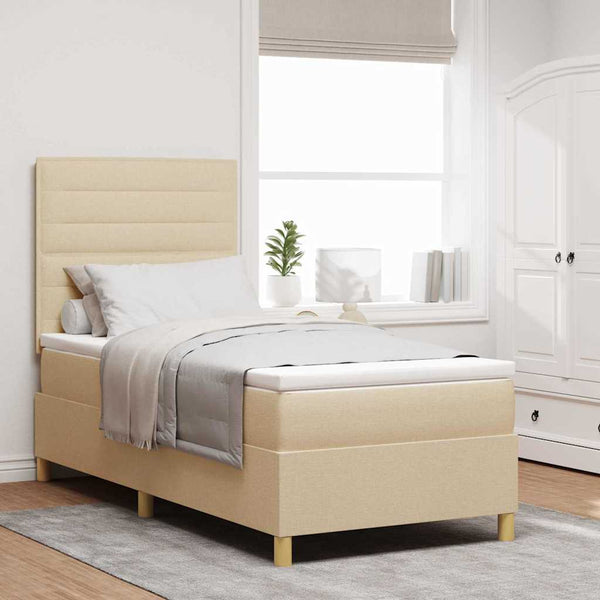 LED Boxspringbett Creme 80x200 cm mit Matratze
