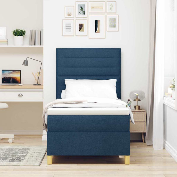vidaXL Lit coffre à LED avec matelas Bleu 80 x 200 cm Tissu
