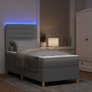 LED Boxspringbett mit Matratze Hellgrau 90x190 cm
