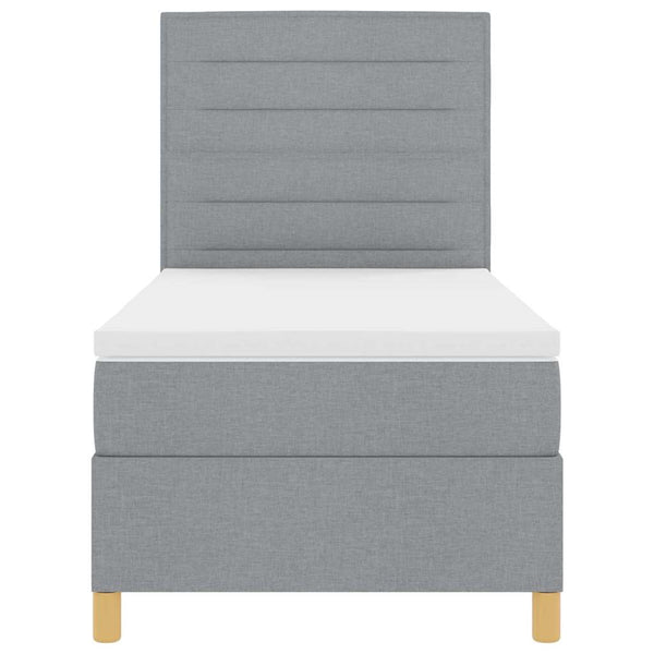 LED Boxspringbett mit Matratze Hellgrau 90x190 cm