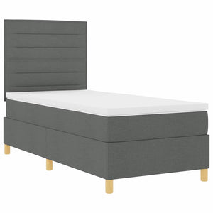vidaXL Lit coffre à LED avec matelas Gris foncé 90 x 190 cm Tissu