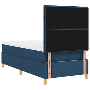 vidaXL Lit coffre à LED avec matelas bleu 90 x 190 cm Tissu