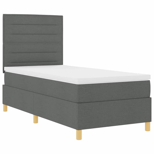 LED Boxspringbett mit Matratze 90x200 cm Dunkelgrau