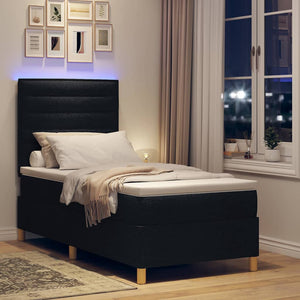 LED Boxspringbett mit Matratze 90x200 cm Schwarz