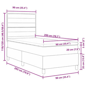 LED Boxspringbett mit Matratze 90x200 cm Schwarz
