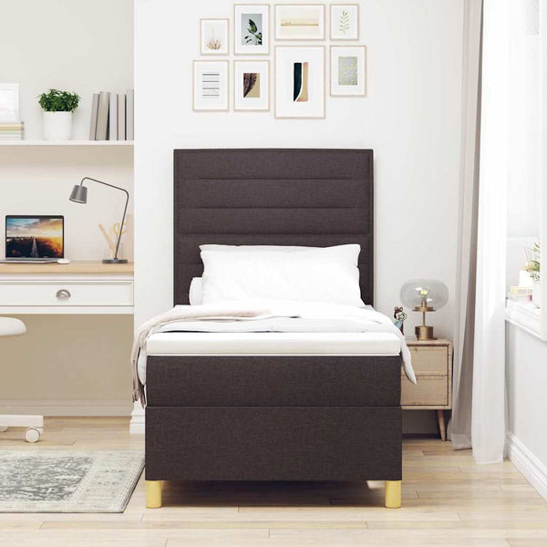 LED Boxspringbett Dunkelbraun 90x200 cm