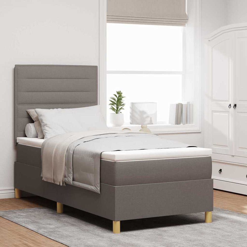 LED Boxspringbett Taupe 90x200 cm mit Matratze