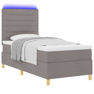 vidaXL Lit tapissier à LED avec matelas Taupe 90 x 200 cm Tissu