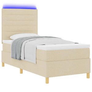 vidaXL Lit LED tapissier avec matelas crème 90 x 200 cm Tissu