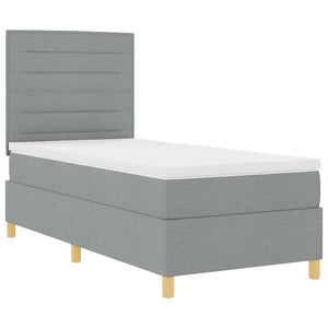 vidaXL Lit coffre à LED avec matelas Gris clair 100 x 200 cm Tissu