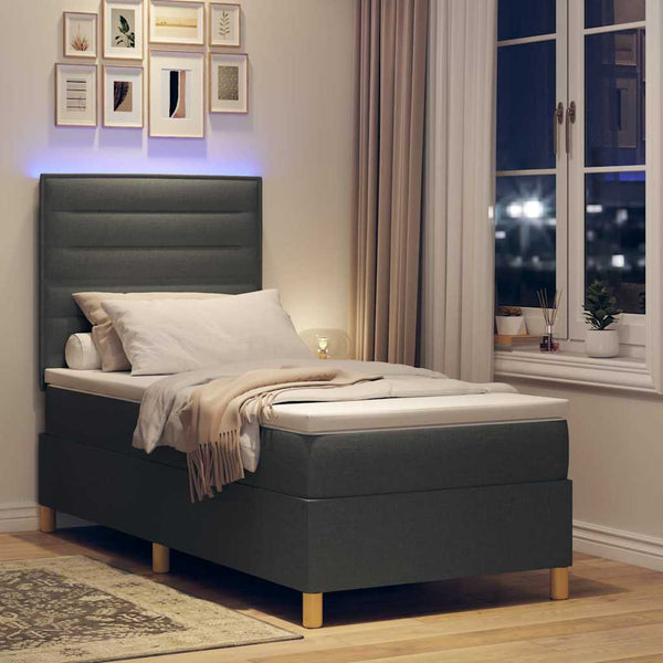 LED Boxspringbett mit Matratze Dunkelgrau 100x200 cm